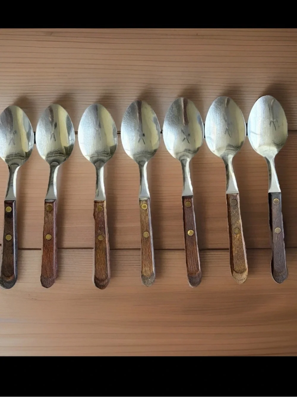 Vintage TOWN & COUNTRY Flatware Set 31 pc Washington Forge Stainless Walnut Wood